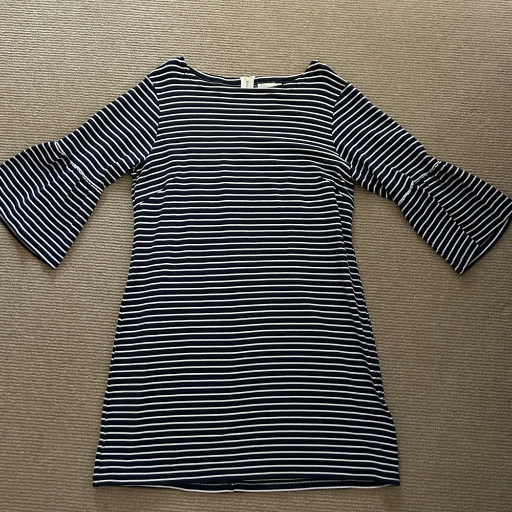 Sail to Sable  shift dress with bell sleeves XL navy & white stripes
